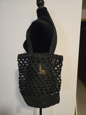 Loulu Black Crochet Tote Bag